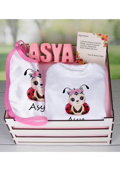 Ahşap Sandıkta Kişiye Özel Zıbın Önlük Ve Taş İsimlik Bebek Seti 109447