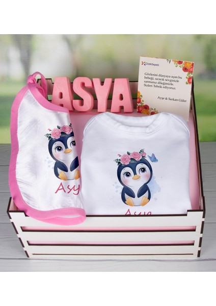 Ahşap Sandıkta Kişiye Özel Zıbın Önlük Ve Taş İsimlik Bebek Seti 109458