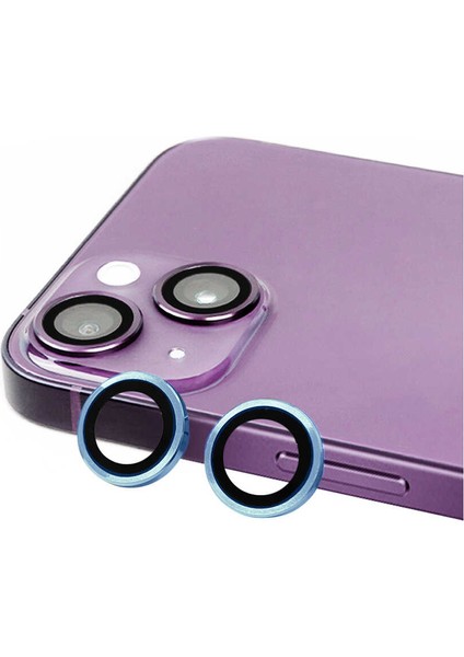 Apple iPhone 14 Ile Uyumlu Profesyonel Kamera Lens Koruma Camcov Mavi