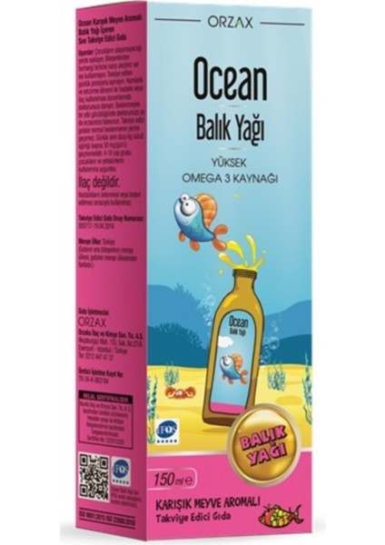 Ocean Balık Yağı Şurup Karışık Meyve Aromalı 150ML