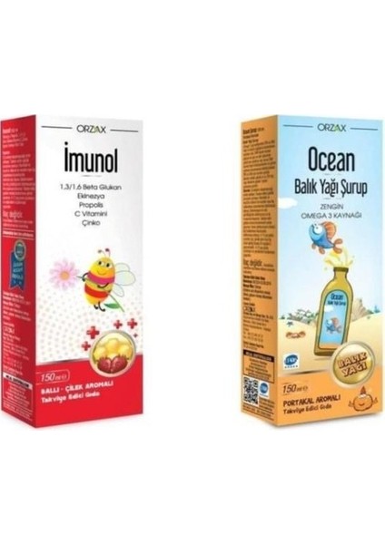 Ocean Balık Yağı Şurup Portakal Aromalı 150ML+ Ocean Imunol Şurup 150ML