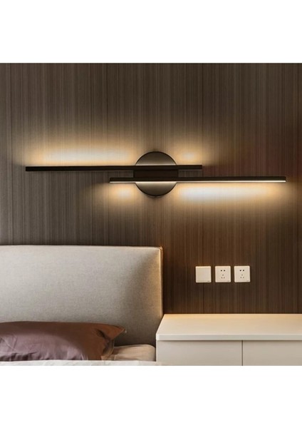 Modern Dekoratif LED Duvar Aplik Uzun Çubuk LED Tekli 50 cm Siyah Kasa Gün Işığı