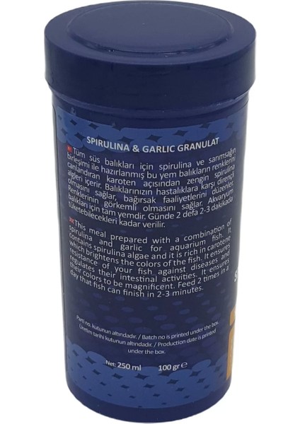 Spirulina & Garlic Granulat Sarımsaklı Balık Yemi 100 ml