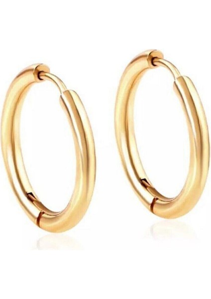 Unisex 316L Cerrahi Çelik Gold Renk Halka Küpe