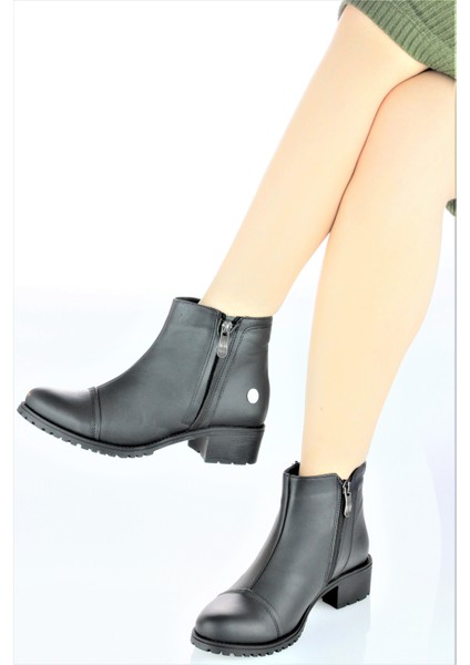 Kadın Deri Klasik Tarz Alçak Topuklu Yarım Bot M23-KB1080 fiyatları