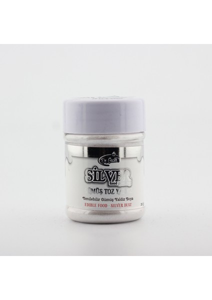 Gümüş (Silver) Yenilebilir Yaldız Toz Boya 50 gr