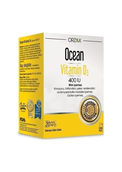Ocean Vitamin D3 400 Iu Sprey 20ml