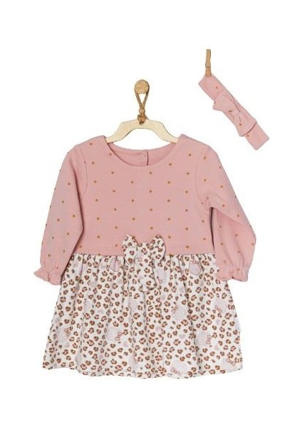 Andywawa AC22057RP Cute Leopard Bebek Elbise Takım Pink