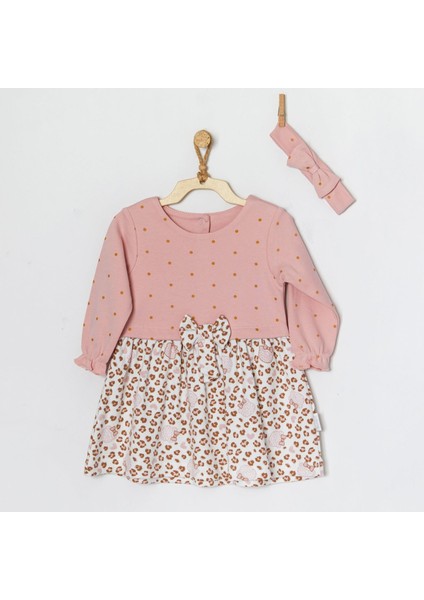 Andywawa AC22057RP Cute Leopard Bebek Elbise Takım Pink