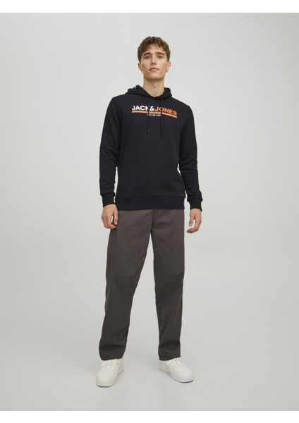 Frederik Erkek Siyah Baskılı Kapüşonlu Sweatshirt fiyatları