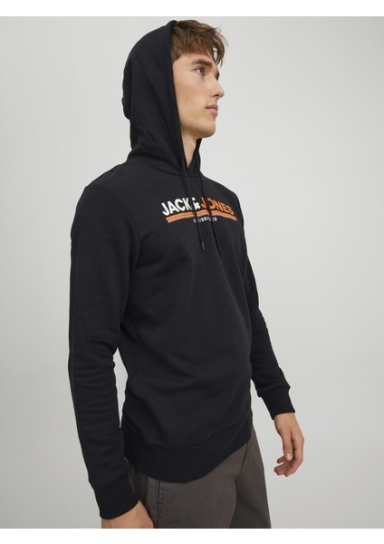 Frederik Erkek Siyah Baskılı Kapüşonlu Sweatshirt fırsatları