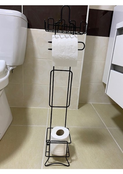 Metal Gri Ayaklı Tuvalet Kağıtlığı Wc Kağıtlık Paslanmaz Yedekli Tuvalet Kağıtlığı ve Wc Fırçalı Set