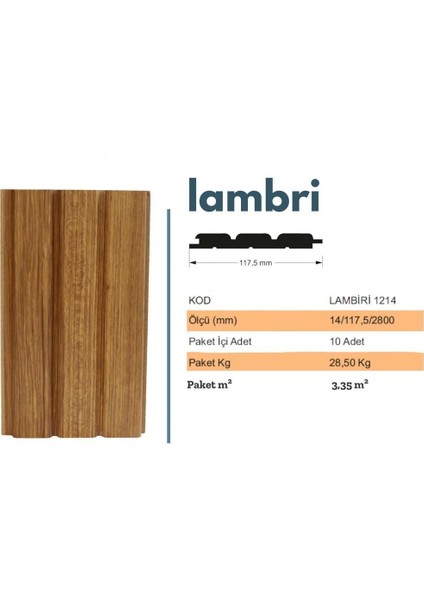 Duvar LAMBRI1214 Profili LMBR1214 Bal Teak Duvar Paneli
