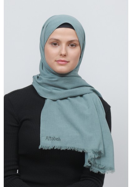 Pamuk Keten Tesettür Şal-Koyu Firuze