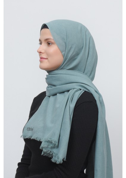 Pamuk Keten Tesettür Şal-Koyu Firuze modelleri