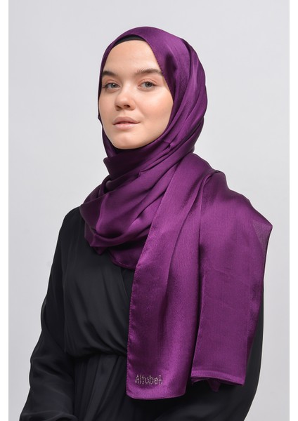 Janjan Parlak Saten Dokulu Tesettür Abiye Şifon Şal-Koyu İndigo