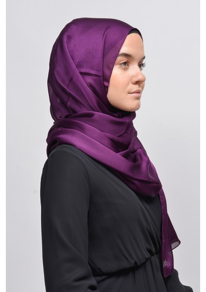 Janjan Parlak Saten Dokulu Tesettür Abiye Şifon Şal-Koyu İndigo fiyatları