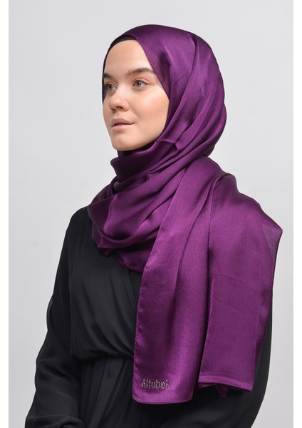 Janjan Parlak Saten Dokulu Tesettür Abiye Şifon Şal-Koyu İndigo modelleri