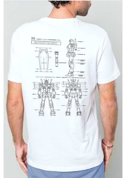 Robotic Beyaz Kısa Kollu Ön ve Arka Baskılı Erkek T-Shirt fiyatları