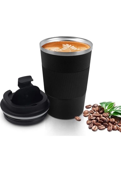 Desing , 500 ml Siyah Termos Mug Kupa, Çay Kahve Kamp Termos, Çift Katmanlı Paslanmaz Çelik Araç Içi Termos fırsatları
