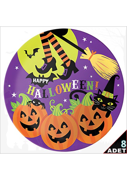 Happy Halloween Karton Tabak, 22CM x 8 Adet