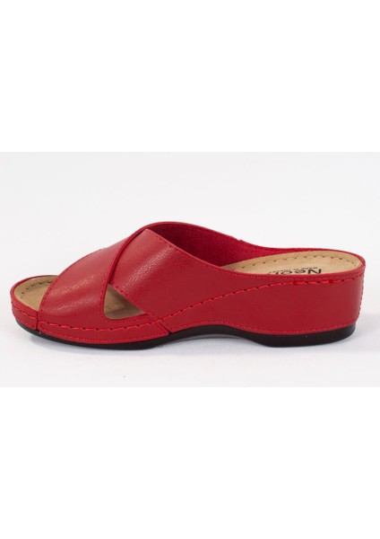 DZA37-1802 Kırmızı Günlük Ortopedik Kadın Terlik modelleri