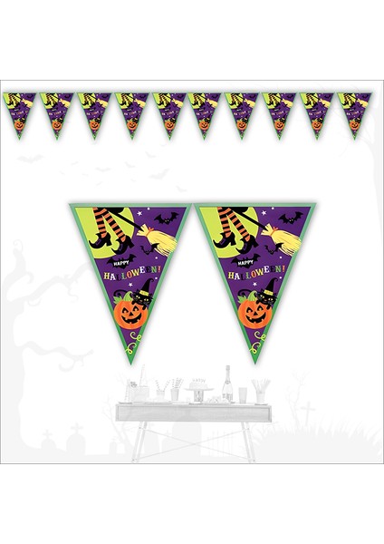 Happy Halloween Üçgen Bayrak Flama - 2 mt