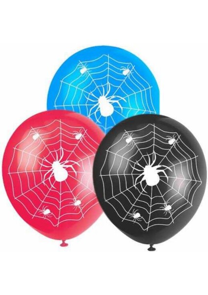 Halloween Örümcek Ağı Baskılı Latex Balon 10 Adet