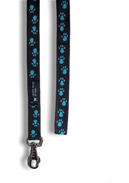 Leash Shop Siyah-Turkuaz Sevk-Gezdirme Tasma Kayışı Eni 2,5 cm Boy 140 cm