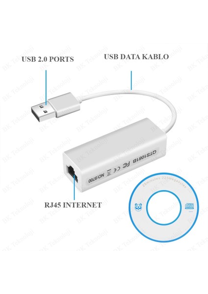 Lan Ağ Adaptörü USB To RJ45 Ethernet Çevirici Kablo
