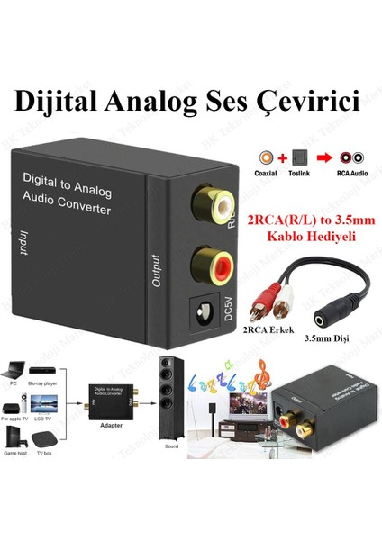 Dijital To Analog Optic Ses Dönüştürücü Adaptör