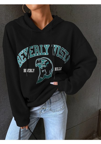 Kadın Beverly Baskılı Oversize Sweatshirt