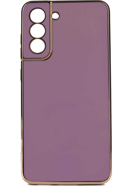 Galaxy S21 Fe Kılıf Gold Köşeli Renkli Lüx Kapak