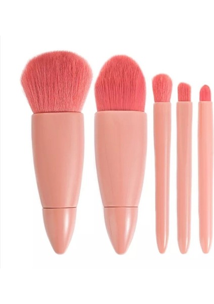 Taşınabilir Aynalı 5'li Makyaj Fırça Seti Profesyonel Allık Dudak Kaş Göz indirimleri