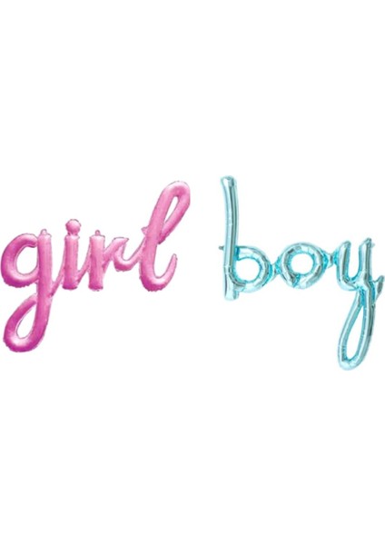 Cinsiyet Belirleme Partisi - Girl - Boy Yazılı Folyo Balon