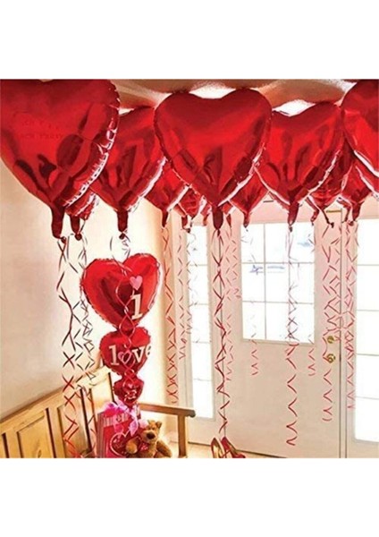 11 Parça Sevgililer Günü Kırmızı Kalp Balon, Folyo I Love You Seti 14 Şubat Süslemesi Sevgililer Günü