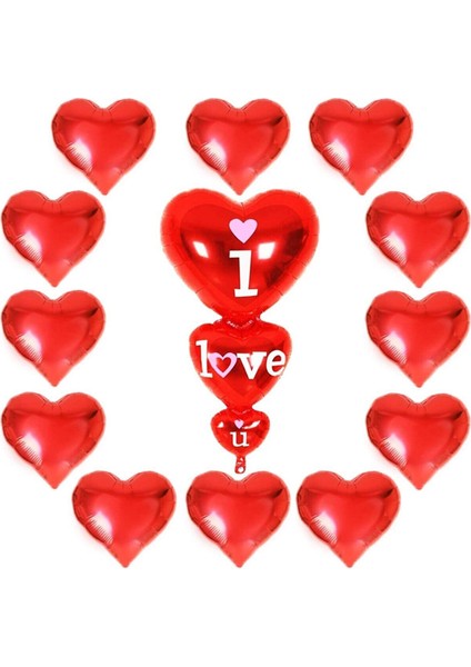 11 Parça Sevgililer Günü Kırmızı Kalp Balon, Folyo I Love You Seti 14 Şubat Süslemesi Sevgililer Günü fiyatları