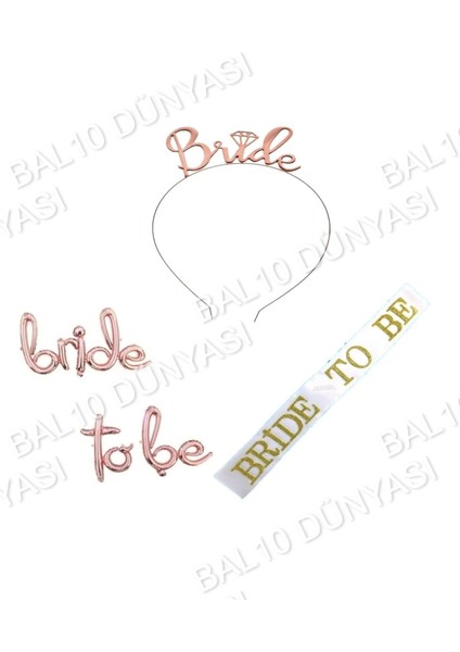 Bride To Be Folyo Balon Taç ve Beyaz Kuşak Seti