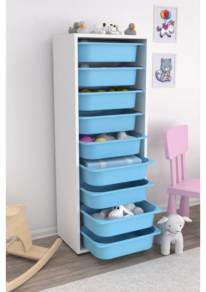 9 Sepetli Dolap Oyuncak Dolabı Çok Amaçlı Mutfak Banyo Kiler Dolabı Mavi fiyatları