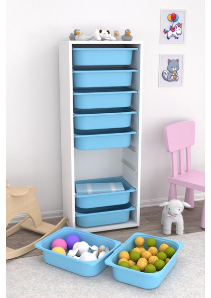 9 Sepetli Dolap Oyuncak Dolabı Çok Amaçlı Mutfak Banyo Kiler Dolabı Mavi modelleri