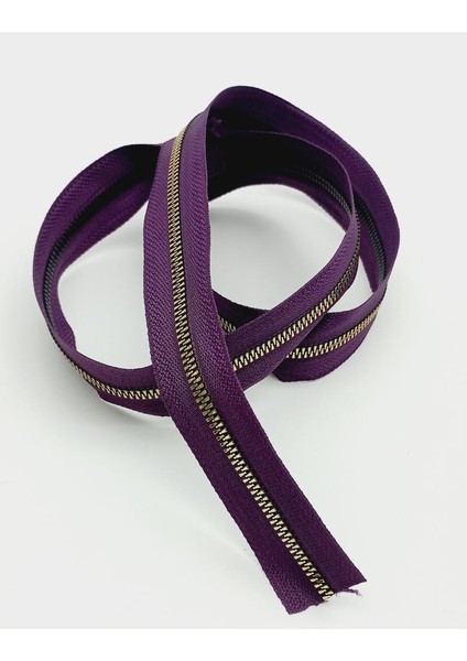 Ortası Gold Fermuar 100 cm Mor Renk