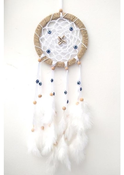 Nazar Boncuklu Düş Kapanı Dreamcatcher Kuş Tüyü Duvar Süsü Ev Dekor