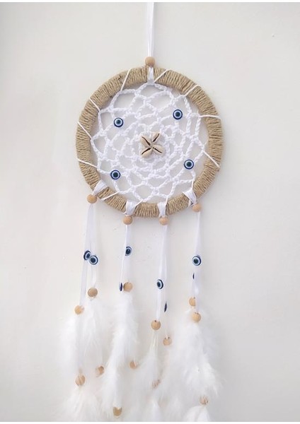 Nazar Boncuklu Düş Kapanı Dreamcatcher Kuş Tüyü Duvar Süsü Ev Dekor