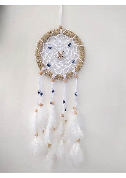 Nazar Boncuklu Düş Kapanı Dreamcatcher Kuş Tüyü Duvar Süsü Ev Dekor