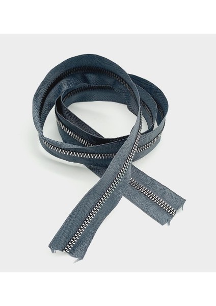 Ortası Gümüş Fermuar 100 cm Gri Renk