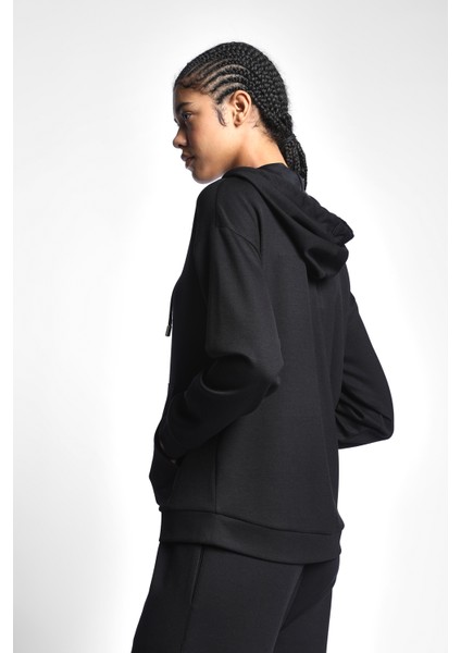 Siyah Kadın Fermuarlı Kapüşonlu Sweatshirt 22N-2123 modelleri