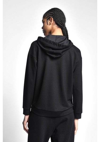 Siyah Kadın Fermuarlı Kapüşonlu Sweatshirt 22N-2123 fırsatları