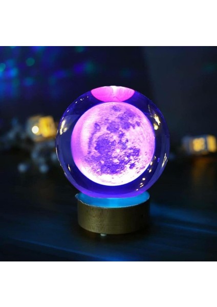 Sevgiliye Dekoratif Hediye Renk Değiştiren LED Işıklı Dolunay Pilli Cam Küre 6 cm indirimleri