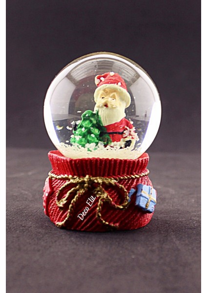 Sevgiliye Hediye Yeni Yıl Noel Baba ve Çam Ağacı Temalı Mini Boy Kar Küresi 6,5 cm