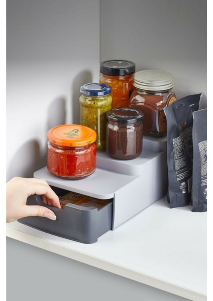 Compact Çekmeceli Organizer Mutfak Kavanoz Standı Bitki Çayı Düzenleyici